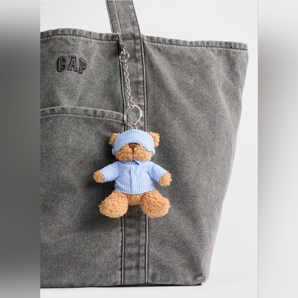GAP Brannan Bear Sleep Keychain Charm Blue And White Stripe. New - Picture 2 of 2